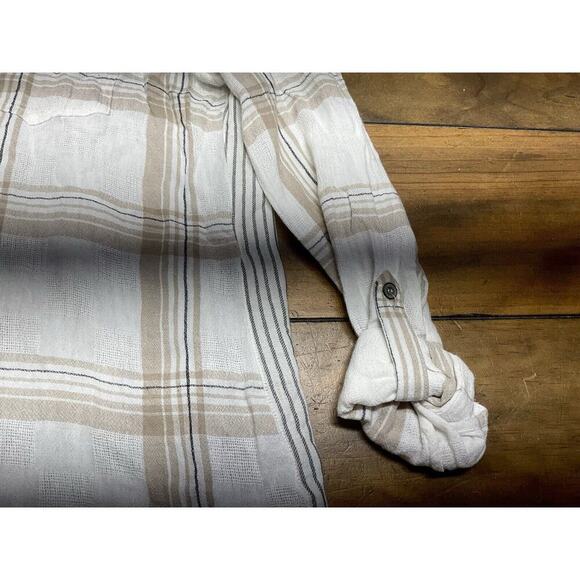 John Mark Womens Flannel Linen Blend Button Front L/S Tunic Top Shirt Size Small - Picture 2 of 12